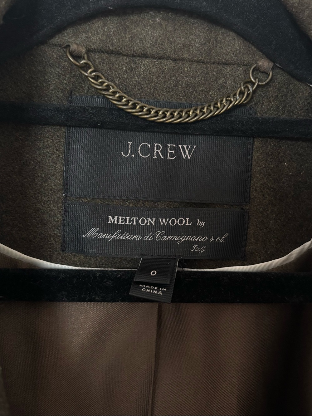 J.Crew Classic Melton Wool Pea Coat in Army Green Sz 0 - Picture 4 of 9